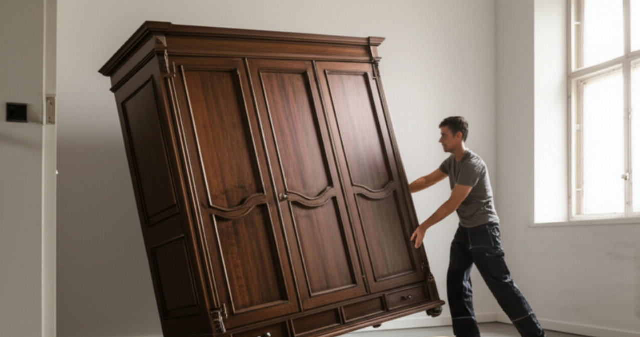 Wie man einen Kleiderschrank alleine umstellt